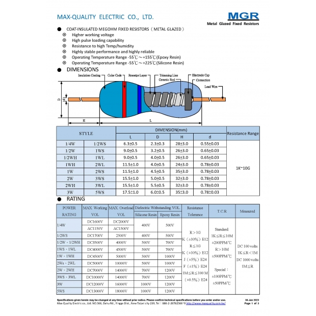 Rated Voltage and Maximum Working Voltage of Resistor - Electrical  Information